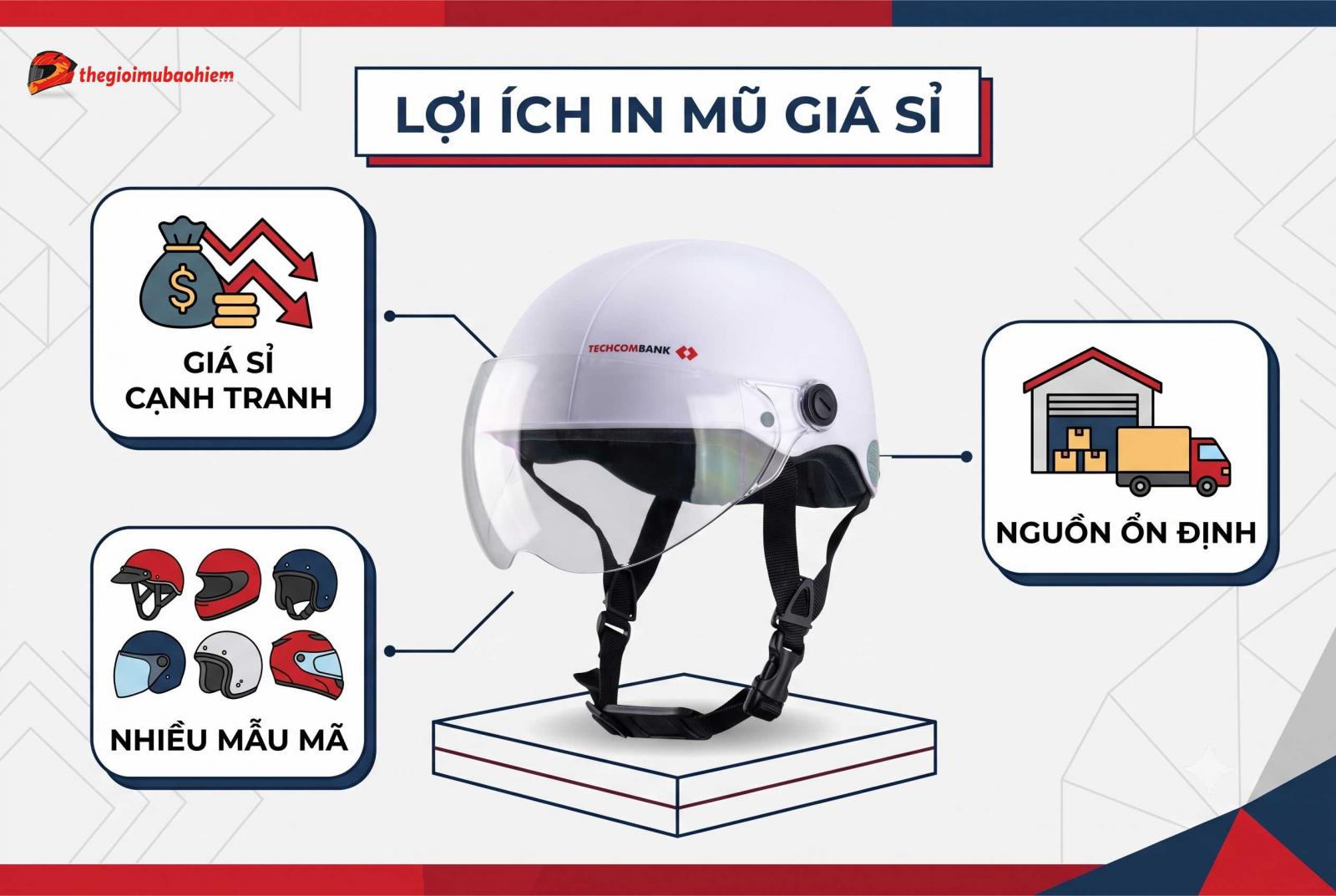 Lợi ích vượt trội khi chọn in mũ bảo hiểm giá sỉ